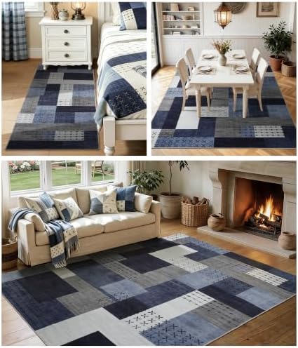 YIHOUSE Modern Geometric Patchwork Rugs - Image 3