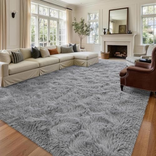 8x10 Extra Large Grey Fluffy Soft Area Rug Non-Slip - Image 2