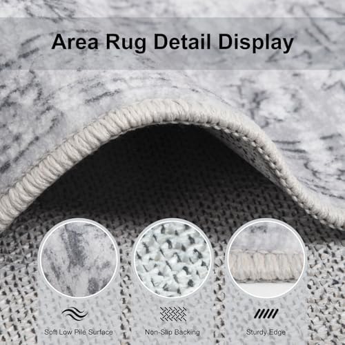 Washable Area Rug 8x10 for Living Room, Non-Slip Backing, Distressed Grey - Image 6