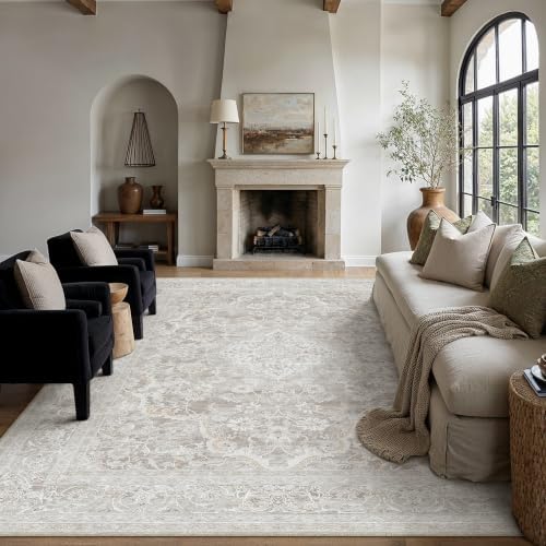 HUGEAR Grey Beige 8x10 Area Rugs by HUGEAR