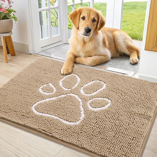 Smiry Dog Door Mat for Muddy Paws, Absorbent Non Slip Dirt Trapper by Smiry