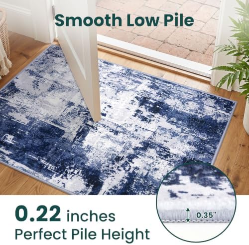 KOZYFLY Modern Runner Rug 2x6 Navy Blue Washable Kitchen Runner - Image 6