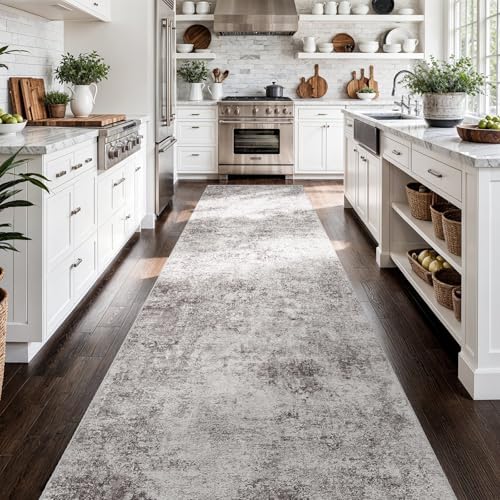 3x14 Washable Runner Rug: Long Modern Abstract Carpet by Puino
