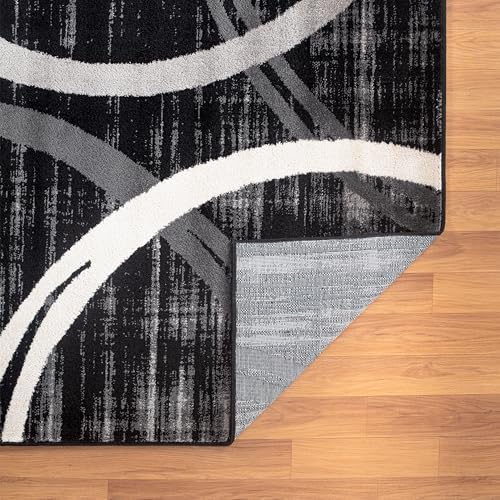 Rugshop Wavy Circles Modern Jute Backing Accent Area Rug Black 2' x 3' - Image 5