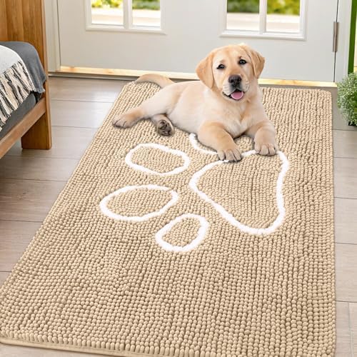 Smiry Dog Door Mat for Muddy Paws, Absorbent Non Slip Dirt Trapper by Smiry