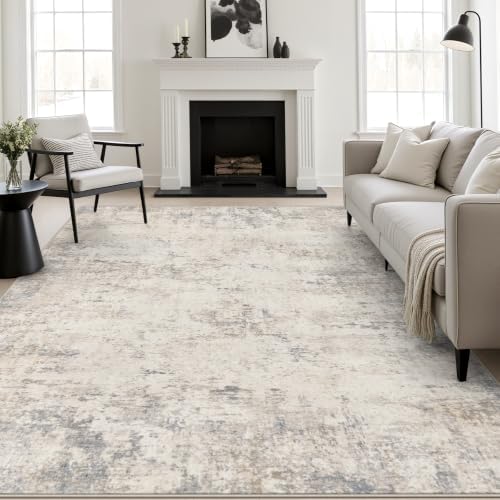 9x12 Area Rug Living Room: Modern Washable Soft Carpet Brown Beige by FXRHLP