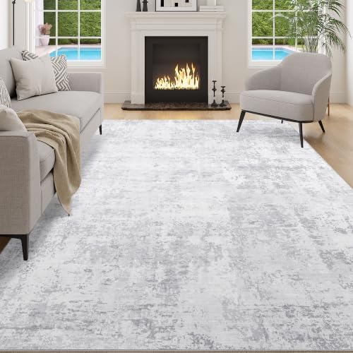 DUKINO 5x7 Area Rug for Living Room Soft Washable Abstract Rug, Light Grey by DUKINO