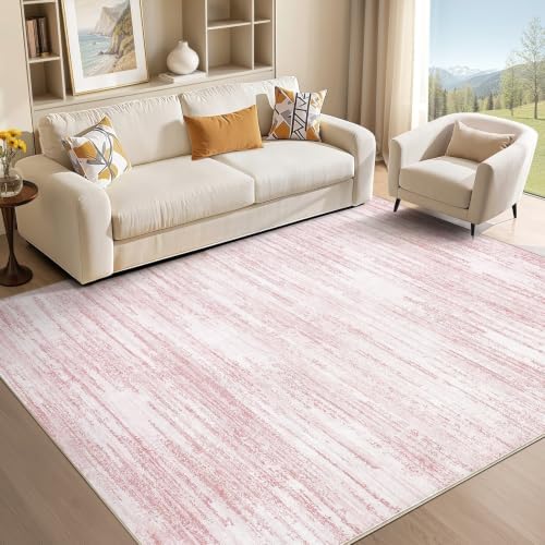 Area Rug Living Room-6X9 Abstract Washable Rug Pink by MICGEEK
