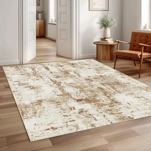 FMFUNCTEX 3x4 Washable Brown Beige Abstract Modern Area Rug by Fmfunctex