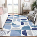 MUJOO Blue Rug Boho Washable, 6x9 Area Rugs Non Slip Modern Abstract Large by MUJOO