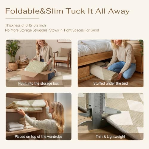 PureCozy 2'6x10 Washable Runner Rug Kitchen Beige Non Slip Checkered Carpet - Image 6
