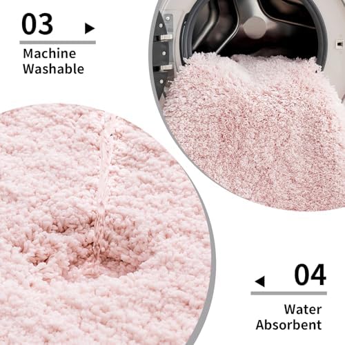 Disolla Sakura Pink Bathroom Rugs 17x24, Non-Slip Plush Small Bath Mat - Image 5