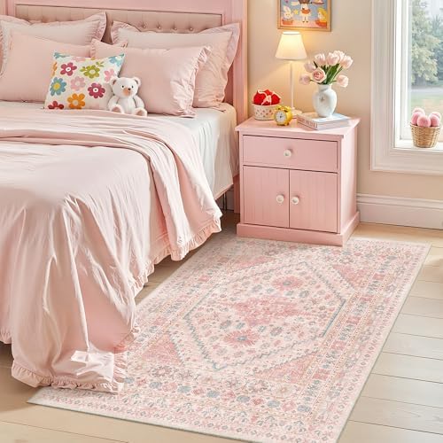 zesthome Pink Rugs for Bedroom-4x6 Area Rug for Entryway, Girls Room by Zesthome