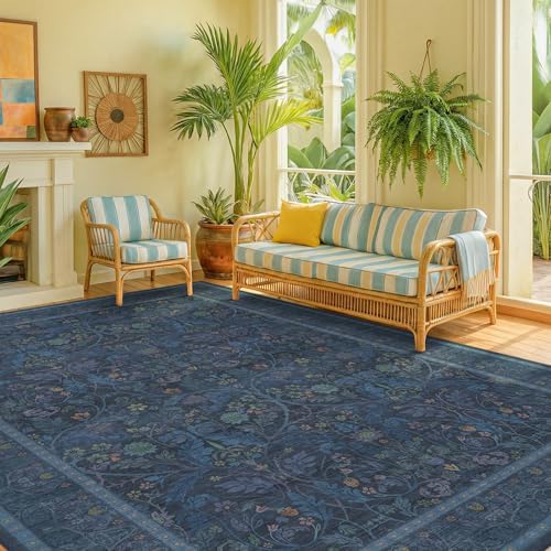 Navy Blue 8x10 Large Rugs for Living Room, Machine Washable Soft Dark Blue Area - Image 3