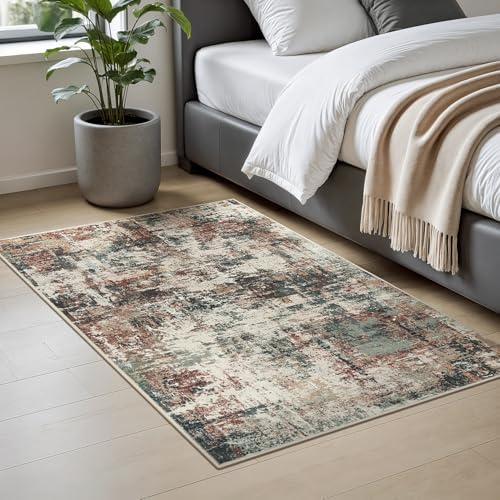 Rugflix 2x3 Entrance Rugs, Washable Rust Brown Green Entry Rug - Image 3
