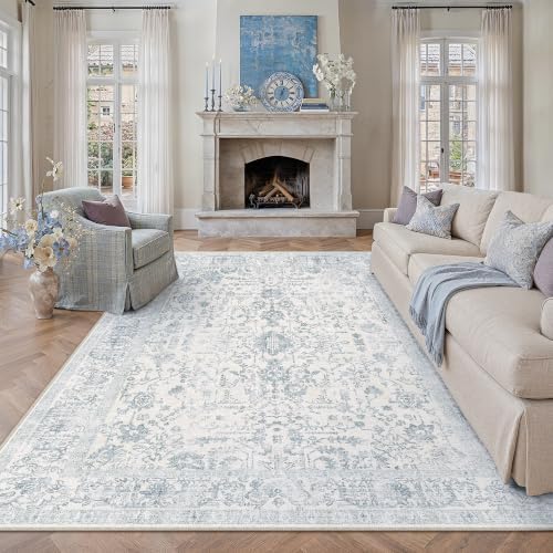 PureCozy Blue 9x12 Washable Area Rug by PureCozy