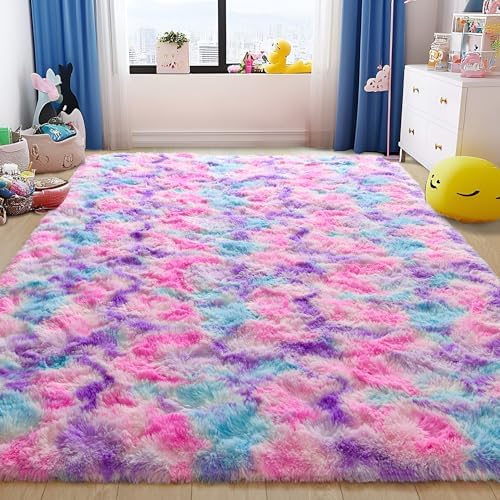 Tepook Pink Blue Purple Fluffy 8x10 Area Rug - Image 2