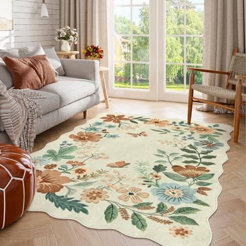 Lahome Floral Bedroom Rug, 4x6 Washable Rugs - Image 3