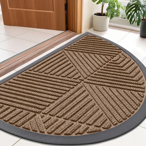 Smiry Half Circle Front Door Mat Outside Entrance, Rubber Doormat by Smiry