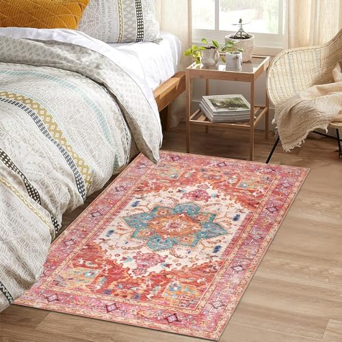 Yamaziot Washable Area Rug for Bedroom, 3x5 Non-Slip Boho Entryway Rug - Image 5