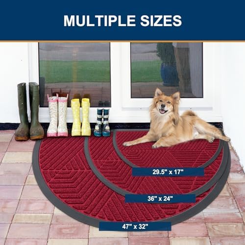 Smiry Half Circle Front Door Mat Outside Entrance, Rubber Doormat - Image 2