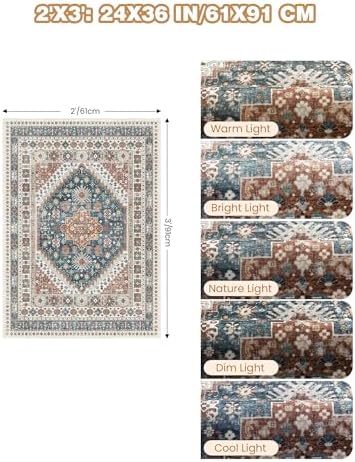 2x3 Entryway Rug Vintage Washable Rug Runner - Image 2