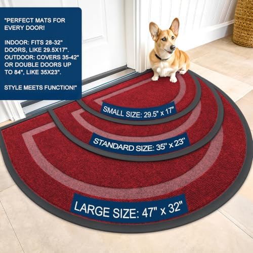 OLANLY Half Circle Front Door Mat Outside 29.5x17 All-Season Rubber Doormat - Image 3