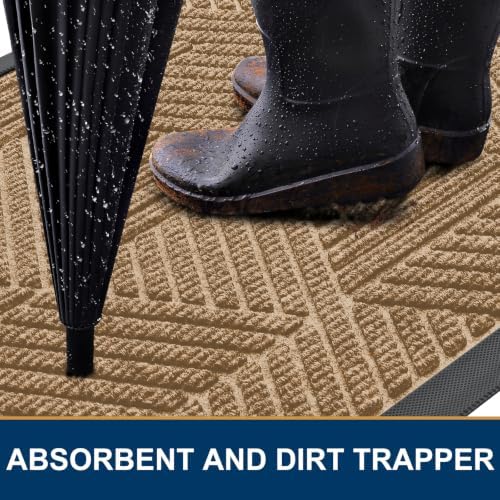 Smiry Front Door Mat Outside Entrance, Low Profile Rubber Doormat - Image 3