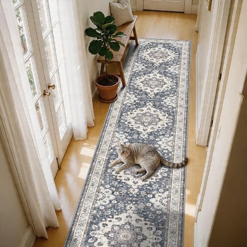 3x15 Long Hallway Runner Rug: Non-Slip Washable Wide Kitchen Runner Stain - Image 2