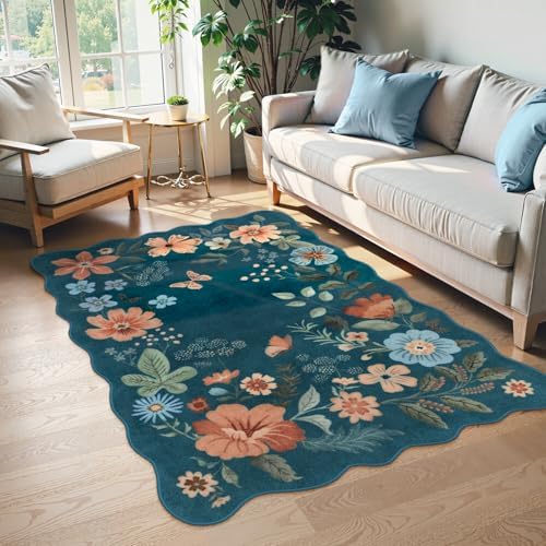 Lahome Floral Washable Rug, 3x5 Rug Soft Bedroom Rugs by Lahome