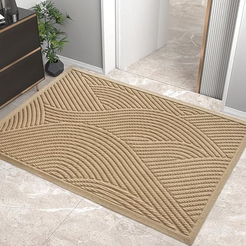 HIYARD Sturdy Front Door Mat, Absorbent Muddy Dirt Resist Welcome Door Mats by HIYARD