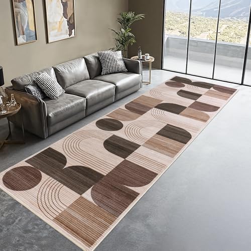 Soft Modern Geometric Abstract Machine Washable 2.7x10 Runner Rug by QDUIDU