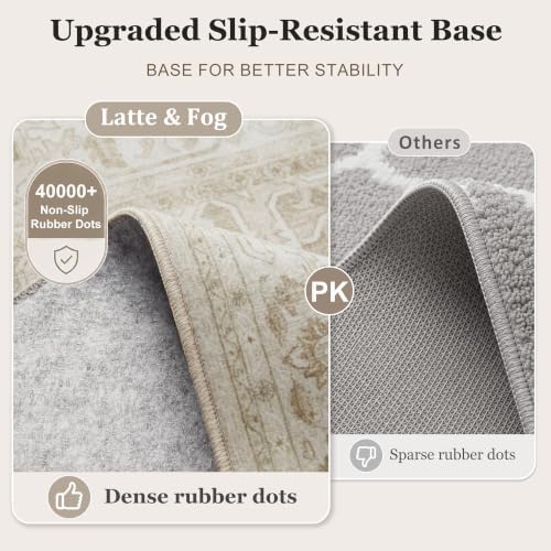 9x12 Beige Rug Low Pile Non Slip Washable Rugs - Image 3
