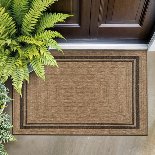 Beverly Rug Easy Jute Bordered Entry Rug 2x3 Washable Durable Indoor Outdoor by BeverlyRug