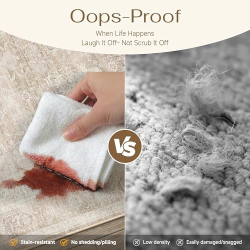 HUGEAR Beige Washable 4x4 Round Area Rugs - Image 6