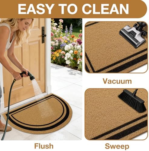 OLANLY Half Circle Door Mat 35x23, Low Profile Doormat - Image 6