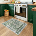 KUTA Vintage Floral Green Entryway Rug 2x3, Kitchen Rugs Washable by KUTA