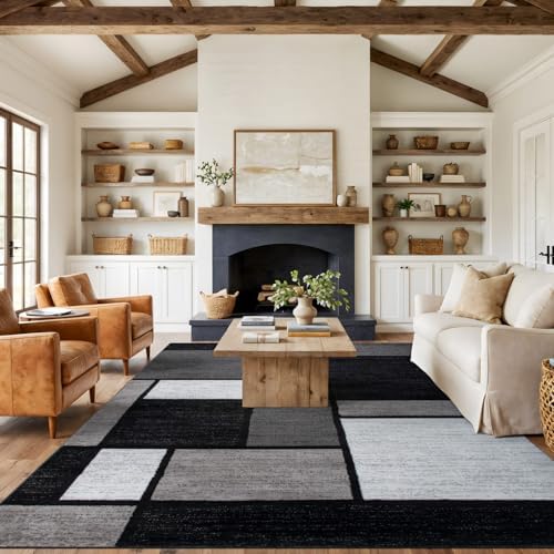 Rugshop Modern Geometric Jute Backing Large Area Rug Gray 9' x 12' by Rugshop
