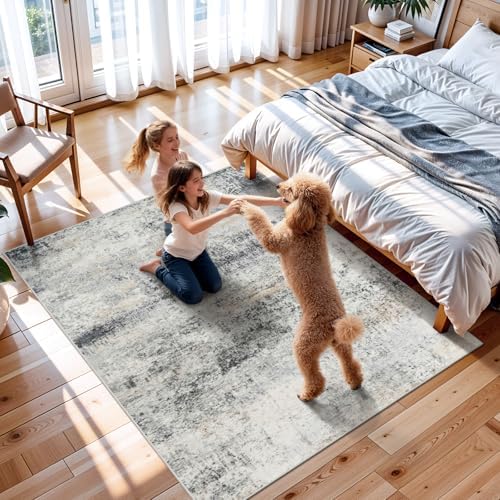 4x6 Washable Abstract Rug: Non Slip Area Rugs - Image 3