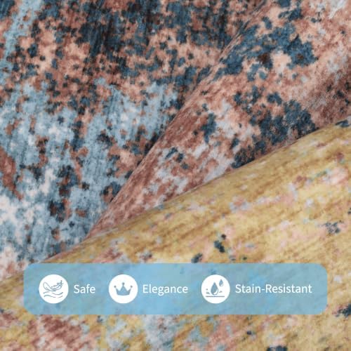 GarveeHome 4x6 Washable Area Rug Modern Abstract Yellow - Image 4