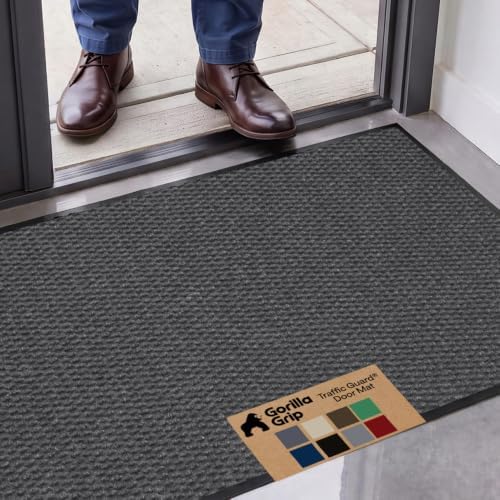 GORILLA GRIP Traffic Guard Indoor Outdoor Heavy Duty Door Mat, 47x35 Gray by GorillaGrip