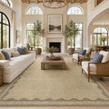 GarveeHome Scalloped Tan Washable Rugs 10x13 Rug by GarveeHome