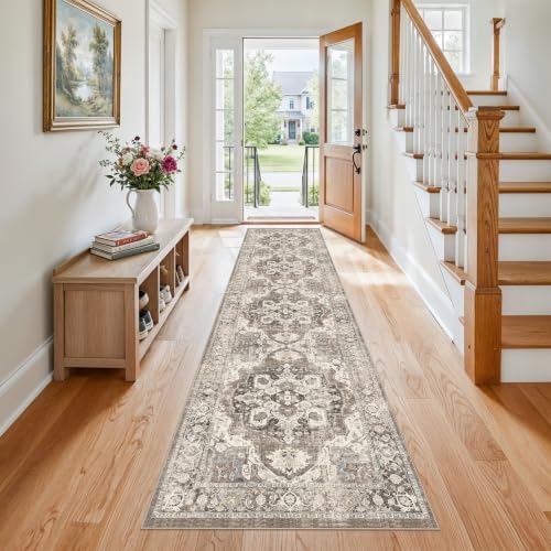 YOUFORTONG Hallway 2'6x10 Runner Rug: Non-Slip Washable Boho Runners by YOUFORTONG