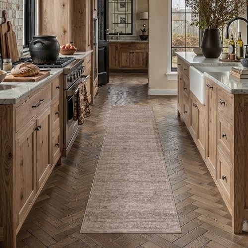 HUGEAR Brown Runner Rug 2x8 Washable Neutral Rug - Image 2