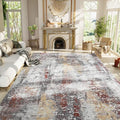 Living Room Rug 9x11 Beige Area Rugs Machine Washable Abstract Boho Large Rug by OmpaaHomeDecor
