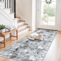 3x7 Washable Non-Slip Kitchen Runner Rug – Modern Abstract Neutral Gray Carpet by ZHXXUJ