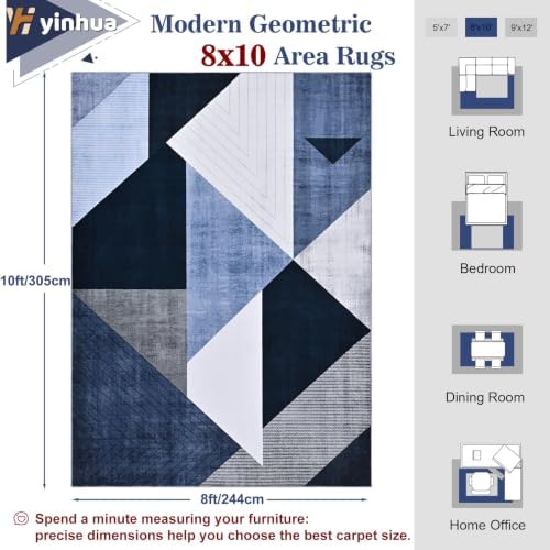 Yinhua Modern Geometric Area Rugs 8x10 Living Room Washable Rugs Non Slip - Image 2