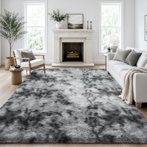 Ophanie Tie-Dyed Grey Area Rugs 8x10 by Ophanie
