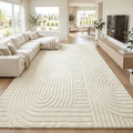 Beige Solid Area Rug 9x12 Large Washable Soft Rugs by MATIIUICarpet