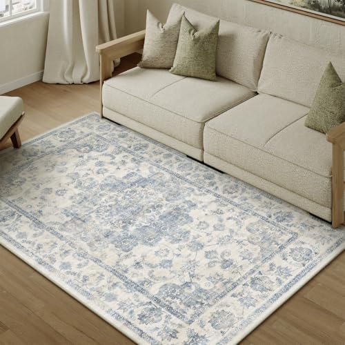 4x5 Blue Neutral Area Rug by WondRg